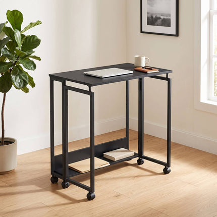 Folding Desk with Wheels, Black, 60 x 50 cm