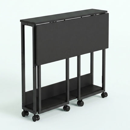 Folding Desk with Wheels, Black, 80x50 cm