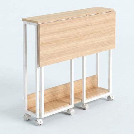 Folding Desk with Wheels, Natural White, 60x50 cm