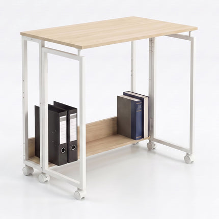 Folding Desk with Wheels, Natural White, 60x50 cm