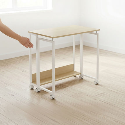 Folding Desk with Wheels, Natural White, 80x50 cm