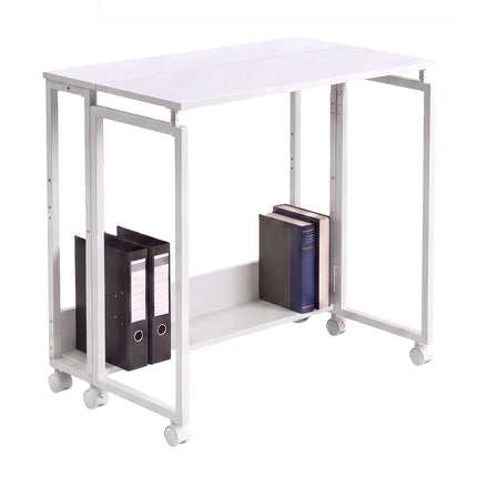 Folding Desk with Wheels, White, 60 x 50 cm