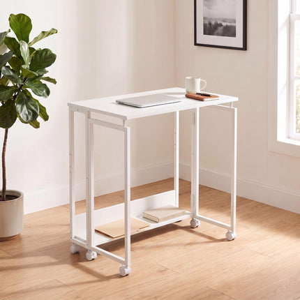Folding Desk with Wheels, White, 60 x 50 cm