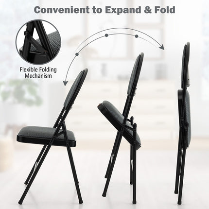 Folding Dining Chairs, Padded Backrest, Set of 4, Gray