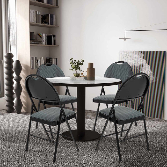 Folding Dining Chairs, Padded Backrest, Set of 4, Gray