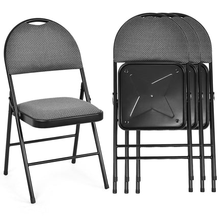 Folding Dining Chairs, Padded Backrest, Set of 4, Gray