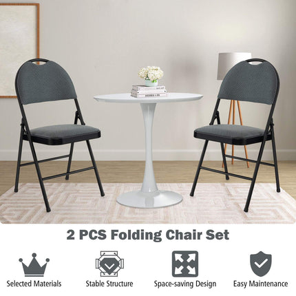 Folding Dining Chairs, Padded Backrest, Set of 4, Gray