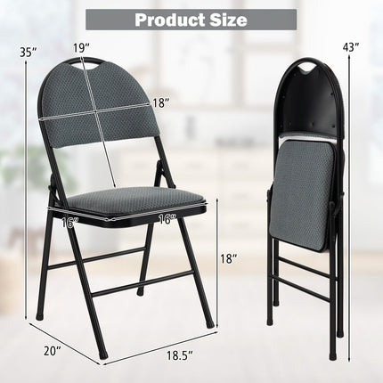 Folding Dining Chairs, Padded Backrest, Set of 4, Gray