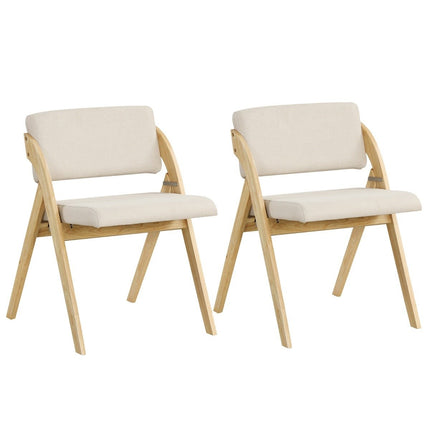 Folding Dining Chairs Set, Rubberwood Legs, Padded Seats