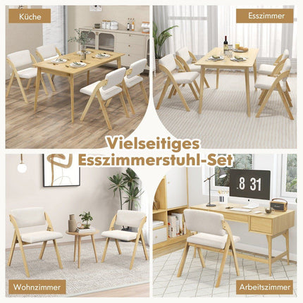 Folding Dining Chairs Set, Rubberwood Legs, Padded Seats