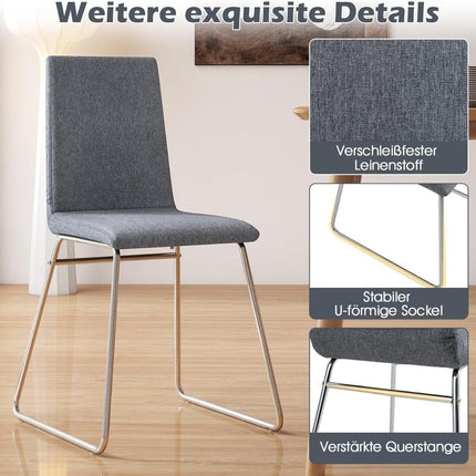 Folding Dining Chairs Set of 2, Metal Frame, Padded Seat