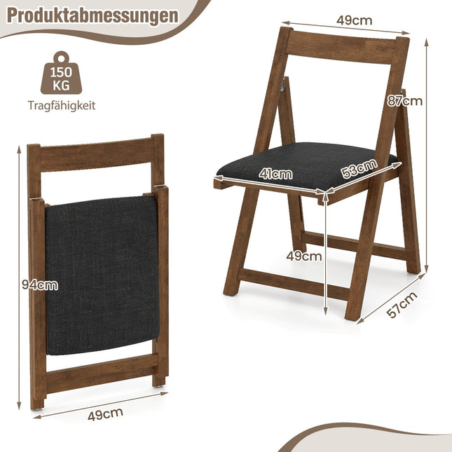 Set van 2 opklapbare eetkamerstoelen, gestoffeerd, draagvermogen 150 kg