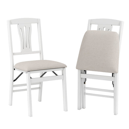 Folding Dining Chairs Set of 2, Padded Seats, Rubberwood Frame