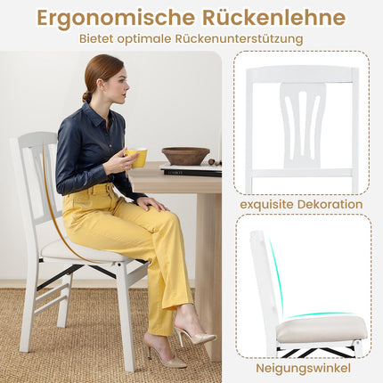 Folding Dining Chairs Set of 2, Padded Seats, Rubberwood Frame