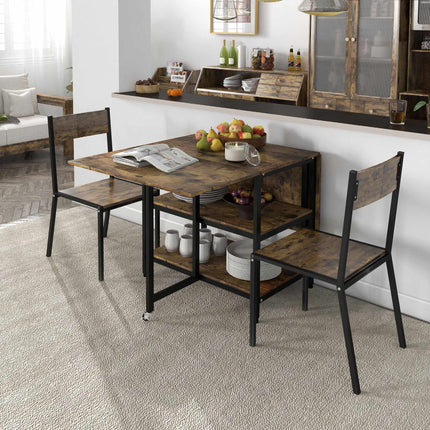 Folding Dining Table, Industrial Design, 140x80x75 cm, Brown/Black