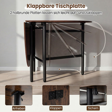 Folding Dining Table for 6-8, Space-Saving Oval Design