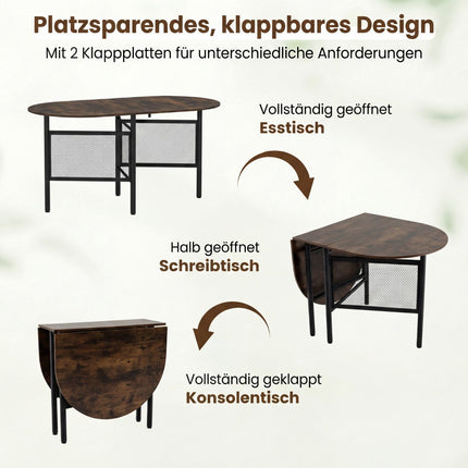 Folding Dining Table for 6-8, Space-Saving Oval Design