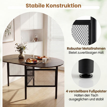 Folding Dining Table for 6-8, Space-Saving Oval Design
