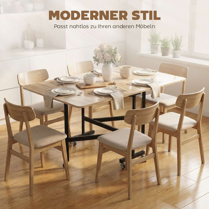 Folding Dining Table for 6, Oak Finish, Space-Saving Design