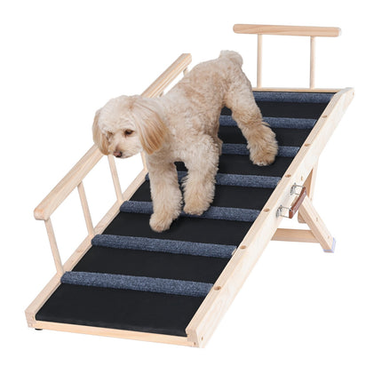 Folding Dog Ramp, Wood, Non-Slip, 120 cm, Adjustable 35–70 cm