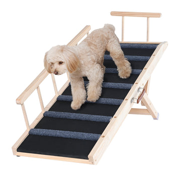 Folding Dog Ramp, Wood, Non-Slip, 120 cm, Adjustable 35–70 cm