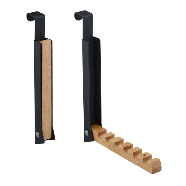 Opvouwbare deurhangerset van 2 - metalen en houten haken