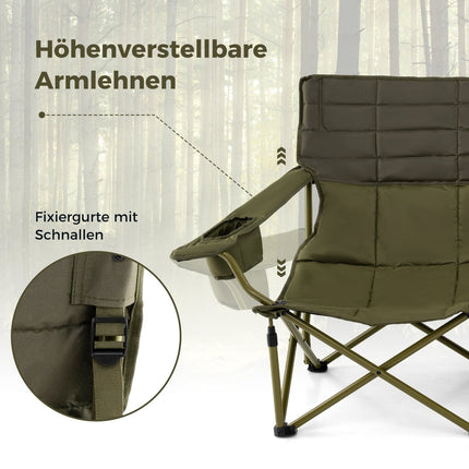 Folding Double Camping Chair for 2 with Adjustable Armrests