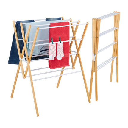 Folding Drying Rack – Bamboo & Metal, 4 Levels