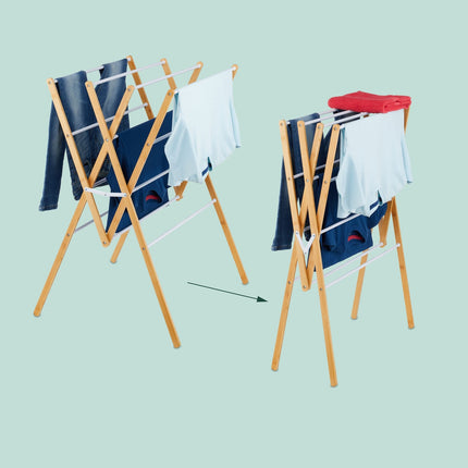 Folding Drying Rack – Bamboo & Metal, 4 Levels