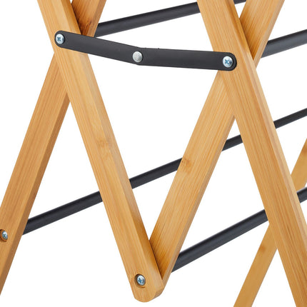 Folding Drying Rack – Bamboo & Metal, 4 Levels