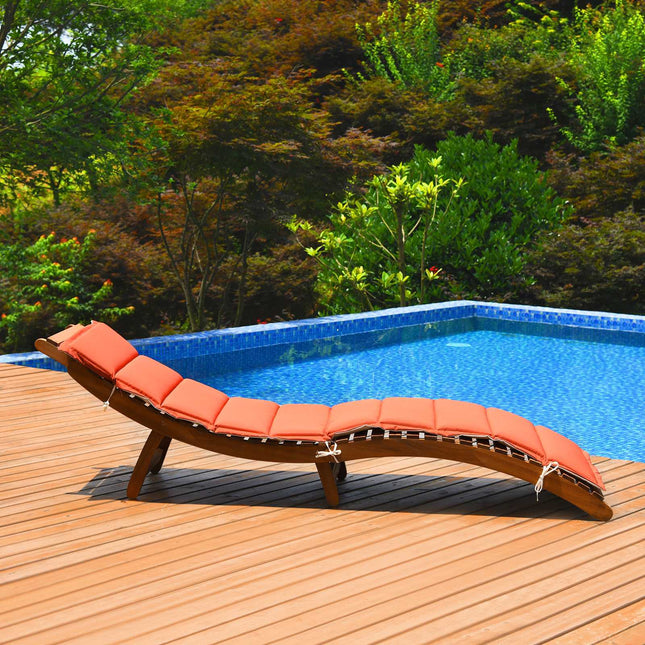 Folding Eucalyptus Wood Patio Lounge Chair With Cushion