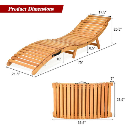 Folding Eucalyptus Wood Patio Lounge Chair With Cushion