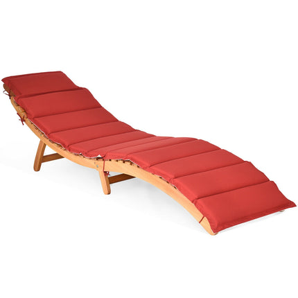 Folding Eucalyptus Wood Patio Lounge Chair With Cushion