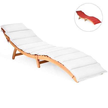 Folding Eucalyptus Wood Patio Lounge Chair With Cushion