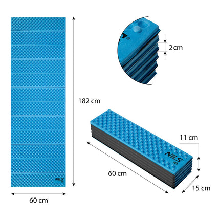 Folding Exercise Mat, 188cm, Blue
