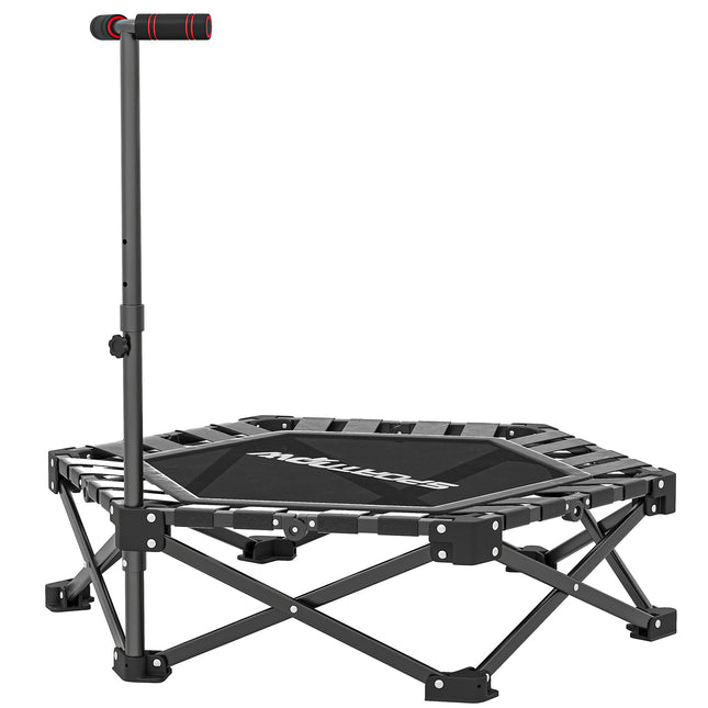 Folding Fitness Trampoline with Adjustable T-Bar, 120kg Capacity