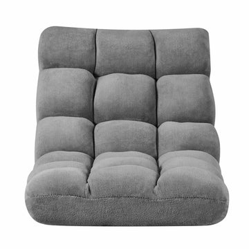 Folding Floor Chair, 14-Position Back Support, Gray