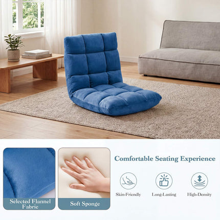 Folding Floor Chair, 14-Position Backrest, Blue