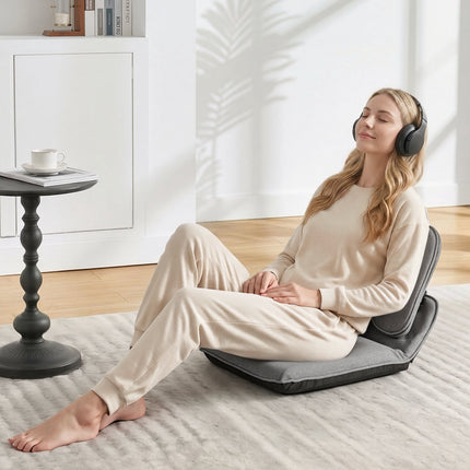 Folding Floor Chair, 5-Position, Ergonomic Back, Linen