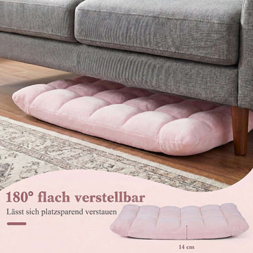 Folding Floor Chair, Adjustable Backrest, Light Pink