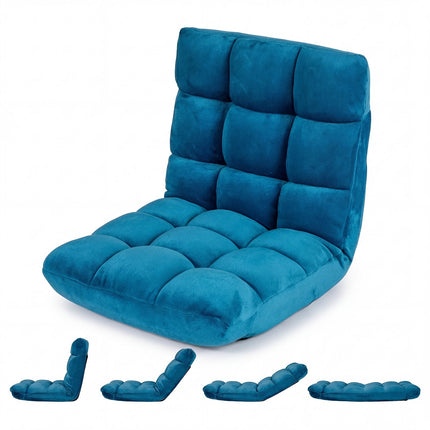 Folding Floor Chair, Dark Blue, 14-Position Adjustable