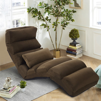 Folding Floor Chair with Adjustable Backrest, 175x55x20 cm, Brown