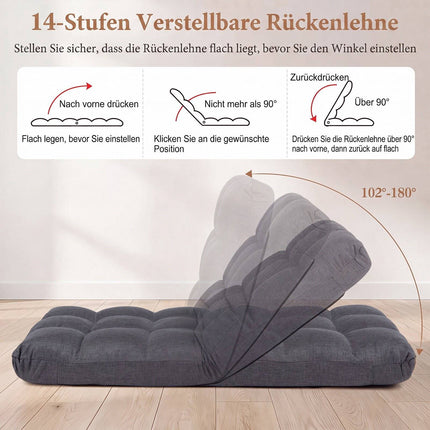 Folding Floor Chair with Adjustable Recline, Grey