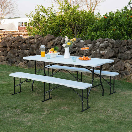 Folding Garden Bench, White, 180 cm