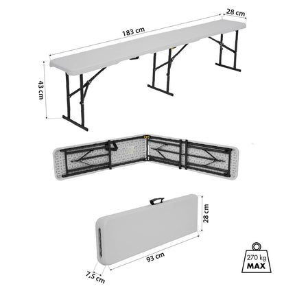 Folding Garden Bench, White, 180 cm