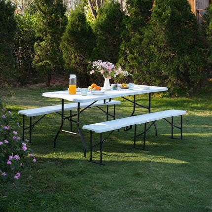 Folding Garden Bench, White, 180 cm
