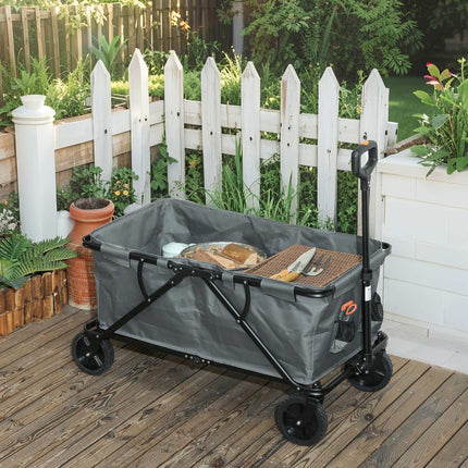 Folding Garden Cart, 160L Capacity, 120kg Load, Dark Grey