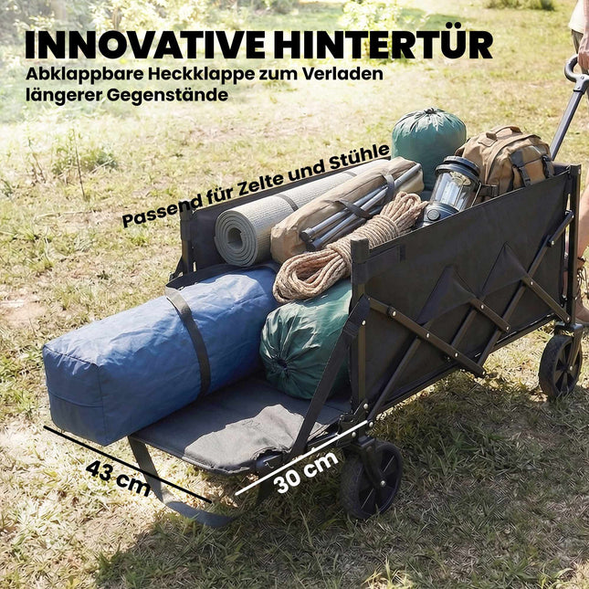 Folding Garden Cart with Telescopic Handle, 60L Capacity