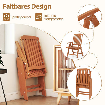 Folding Garden Chair, High Back, Weatherproof, Brown