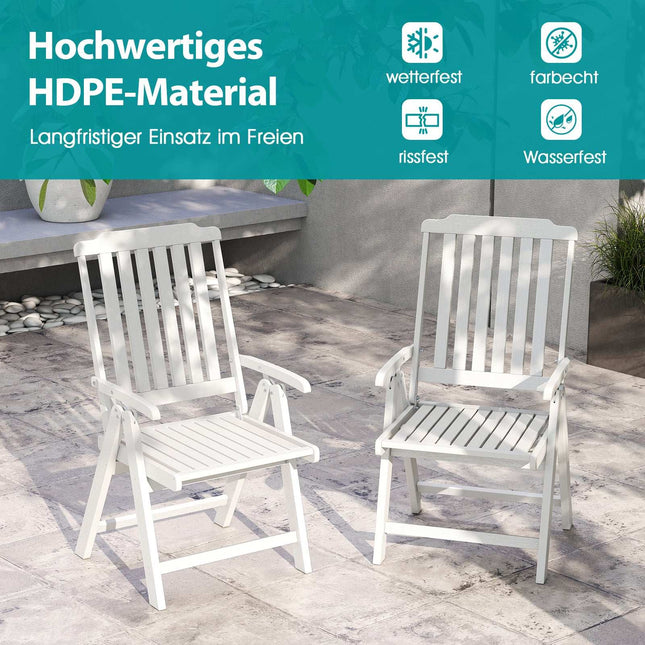 Folding Garden Chair, High Back, Weatherproof, White, 150kg Capacity